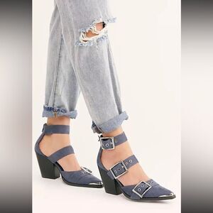 NEW FREE PEOPLE X JEFFREY CAMPBELL HENDRIX HEELS WITH BUCKLE…
